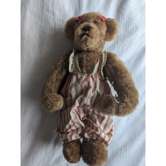 Vtg Teddy Bear DURBEARS SUSAN DURBAS BEAR PLUSH 18" SIGNED 1990 Girl Country NEW - Picture 1 of 7